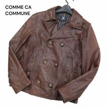 COMME CA COMMUNE コムサ コミューン 秋冬 刻印ボタン★ 羊革 ラム レザー ダブル ジャケット Sz.M　メンズ　I3T01679_A#N_画像1