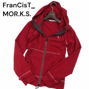 美品★ FranCisT_MOR.K.S. フランシストモークス 秋冬 スカル スワロ★ ジップ ニット パーカー Sz.3　メンズ 日本製　I3T01674_A#N