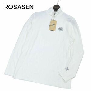 【新品 未使用】 ROSASEN ロサーセン 秋冬 インターアクション★ 長袖 ハイネック インナー シャツ Sz.M　メンズ 白 ゴルフ　I3T01300_9#E