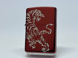 送料無料 ZIPPO[ジッポー]2面連続加工 TIGER&DRAGON/虎 イオンレッド 2REDS-TIGER