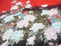 平和屋2■七五三　女の子　7歳　祝着　長襦袢セット　流水鴛鴦花蝶文　暈し染め　金銀彩　逸品　wb6411_画像5