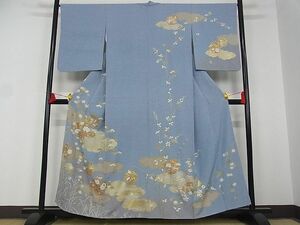 平和屋-こころ店■訪問着　雲取り花丸文　たたき染め　金彩　着丈157cm　裄丈67cm　正絹　逸品　B-wt9622