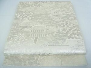 平和屋2■六通柄袋帯　彩裳錦　名所風景文　銀糸　二重箔織　逸品　ox3190