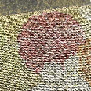 平和屋-こころ店■六通太鼓柄袋帯 横段草花文 引箔 正絹 逸品 B-fw0103の画像3