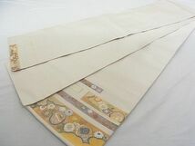 平和屋-こころ店■綴れ　太鼓柄袋帯　宝尽くし吉祥花文　金銀糸　正絹　逸品　A-st011_画像5