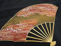 平和屋-こころ店■豪華黒留袖　駒刺繍　扇面霞文　金銀彩　着丈157cm　裄丈64.5cm　正絹　逸品　B-np8874_画像7