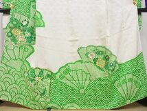 平和屋-こころ店■豪華振袖　駒刺繍　絞り　檜扇花文　金彩　小田急百貨店扱い　着丈163.5cm　裄丈62cm　正絹　逸品　B-ag4756_画像3