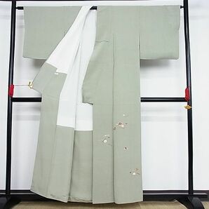 平和屋-こころ店■豪華色留袖 刺繍 松葉に草花 着丈157cm 裄丈64cm 正絹 逸品 B-np8801の画像2