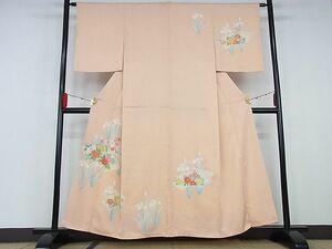 平和屋-こころ店■訪問着　地紙花文　着丈154cm　裄丈62cm　正絹　逸品　B-jd3531