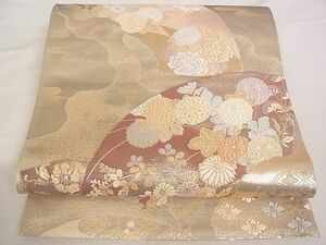 平和屋-こころ店■六通柄袋帯　装匠錦　地紙花文　純金箔二重織　金糸　正絹　逸品　A-ta6951