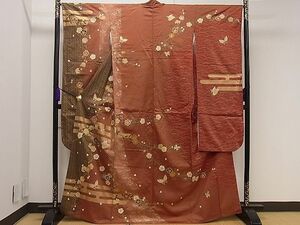 平和屋1■豪華振袖　エ霞花蝶文　暈し染め　金銀彩　逸品　ha5670