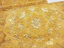 平和屋-こころ店■極上　中国伝統工芸　金彩汕頭刺繍　スワトウ刺繍　袋帯　華文　金糸　反端付き　正絹　逸品　B-ph8135_画像4