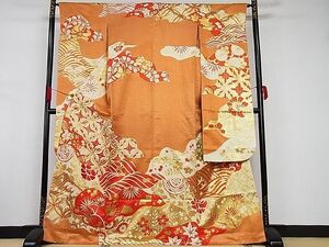 平和屋-こころ店■豪華振袖　駒刺繍　吉祥文　金彩　着丈167cm　裄丈64cm　正絹　逸品　A-ck5738