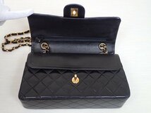 CHANEL/シャネル☆マトラッセ 25 ダブルフラップ ダブルチェーン ショルダーバッグ ブラック×ゴールド金具 ターンロック 箱付き_画像8