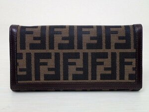 FENDI/フェンディ☆ズッカ柄 二つ折り 長財布 ブラウン 茶 キャンバス×レザー 2804・30851・099 メンズ レディース