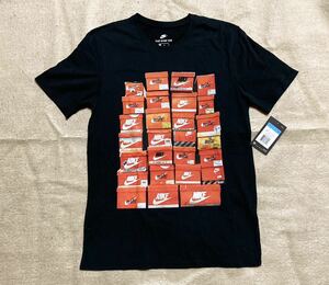 17年製 NIKE SHOES BOX VINTAGE LOGO Tee ナイキ シューズ ビンテージ 筆記体 ボックス ロゴ Tシャツ【834637-010】ブラック BLACK 黒 M