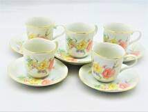 送料無料　芙蓉花コーヒーカップ＆ソーサー　金彩 　茶器揃　5客セット_画像3