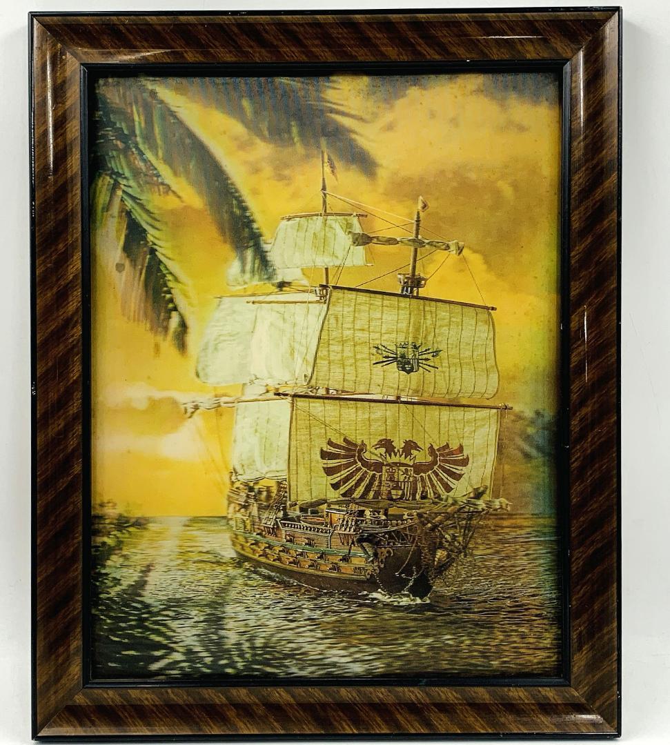 古い帆船（皮の帆）スペイン船-