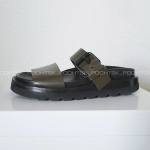 ANN DEMEULEMEESTER Ann Demeulemeester leather buckle sliding Flat foam sandals 35 khaki black 