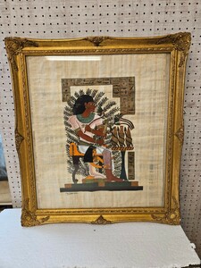 Art hand Auction S.Gharib 纸莎草画 古埃及古董收藏品 复古真品复制品 未知, 艺术品, 绘画, 其他的