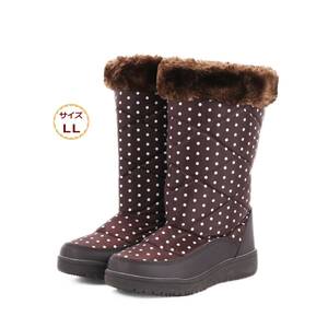  with translation lady's protection against cold boots dot pattern boa attaching heat insulation knitted material Brown tea 17688-dbr-ll