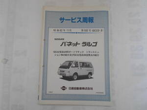 Бывший Nissan Banet Largo GC22 Характеристики службы передачи 592 ноября 1987 г.