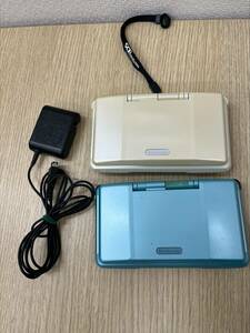 #3964A　Nintendo　ニンテンドーDS　初代DS　NTR-001　ホワイト＆ターコイズブルー　本体2台セット　タッチペン・充電器付き　動作確認済