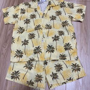 キッズ アロハシャツ Made in Hawaii ヤシの木 上下セット 半袖シャツ