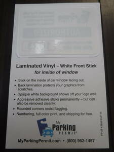 ◆新品U.S.駐車許可書【AUTHORISED】サンプル許可証Parking Permit ステッカー＠内張タイプ限定出品◆