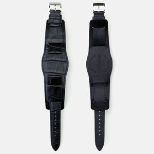 [ new goods black 23AW LEATHER EMB WATCH BAND] wristwatch leather belt crocodile pattern neighborhood porter rolex super73 z1 bike srl invisible ink