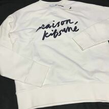 S 新品 希少 メゾンキツネ HANDWRITING CLEAN SWEAT ハンドライティング クリーン ロゴ スウェット トレーナー 白 ホワイト MAISON KITSUNE_画像6