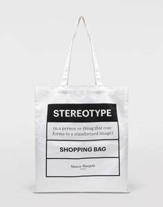 新品 メゾンマルジェラ ロゴ入り STEREOTYPE トートバッグ ショッピング バッグ エコバッグ 白 ステレオタイプ 1CON TOTEBAG