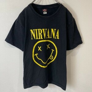 [KWT1341] NIRBANA THE GTS 半袖プリントTシャツ メンズ ブラック S ポス