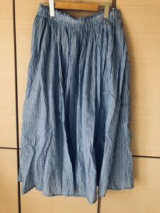 ☆美品　ボトムス スカート　フレアースカート　ゆったり　大きいサイズ　ストライプ　LL☆