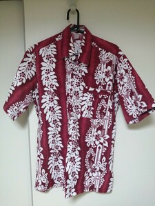 ★即決★アロハシャツ 柄シャツ ハイビスカス ハワイアン 半袖 赤 サイズM