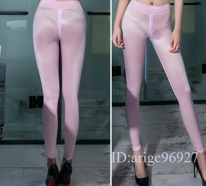 M79* sexy black chi fastener attaching jeggings skeske lustre gloss gloss costume play clothes leggings pants pink 