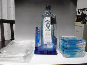 BOMBAY SAPPHIRE compressed gas cylinder i sapphire counter display ashtray . menu establish set Gin is remainder amount 4 minute eyes about 