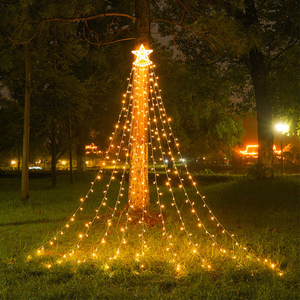 クリスマス LEDイルミ 星型 ナイアガラ LEDイルミネーション 飾り付け 8種点灯モード カーテンライト 屋内屋外兼用 つらら 照明装飾 暖白
