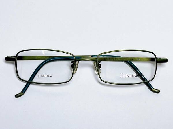 カルバンクライン Calvin Klein メガネ ★ 日本製 チタン 軽量 モスグリーン ★ メガネフレーム 緑 