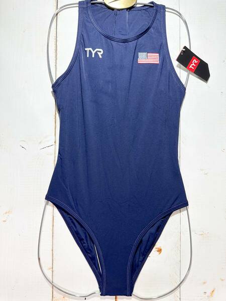 【即決】TYR ティア USAモデル 女性用 競泳水着 水球 ウォーターポロ Navy 海外34