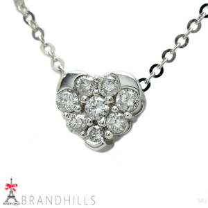  Vendome Aoyama diamond 0.19ct necklace K18 gold WG white gold heart motif VENDOME beautiful goods 