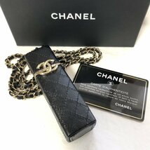 極上品 セレブ必見！！ CHANEL シャネル リップケース マトラッセ ココマーク AP2192 ラムスキン チャーム ネックレス IW310CA04CHN_画像1