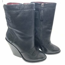 １円～ DIESEL ディーゼル インサイドジップアップ レザー ブーツ 37 レディース チャンキー ヒール 定価44000円 IW310CS02DSL_80_画像8