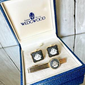 ウェッジウッド WEDGWOOD カフス ネクタイピン タイピン 3点セット ゴールド ブラック アクセサリー ケース付【13376