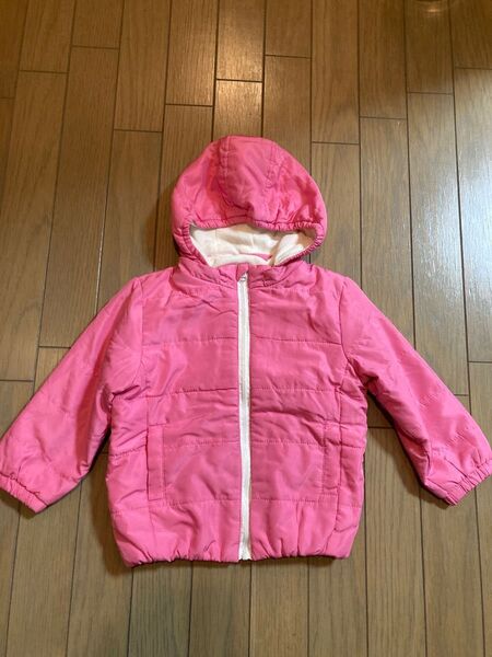Chou Chou Mine 子ども キッズ 女の子 ガール ピンク色ダウン 帽子取り外し可能 90サイズ