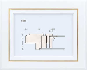 額縁 油彩額縁 油絵額縁 木製フレーム 野亜 白(金ライン) アクリル サイズS25号