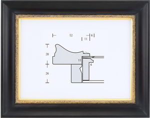 額縁 油彩額縁 油絵額縁 木製フレーム 裾野マットなし 金＋黒 アクリル サイズF6号