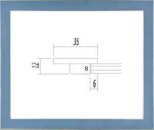 デッサン用額縁 木製フレーム UVカットアクリル仕様 7523 半切サイズ オールドブルー