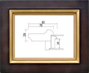 油絵/油彩額縁 木製フレーム 高級額縁 アクリル付 7103 サイズ F30号 アッシュブラウン