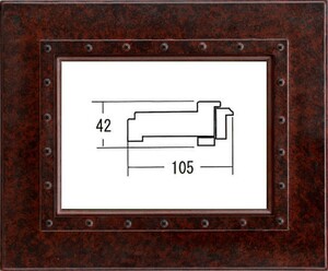額縁　油絵/油彩額縁 木製フレーム 手作り ハンドメイド アクリル付 6246 サイズ F3号 エンジ